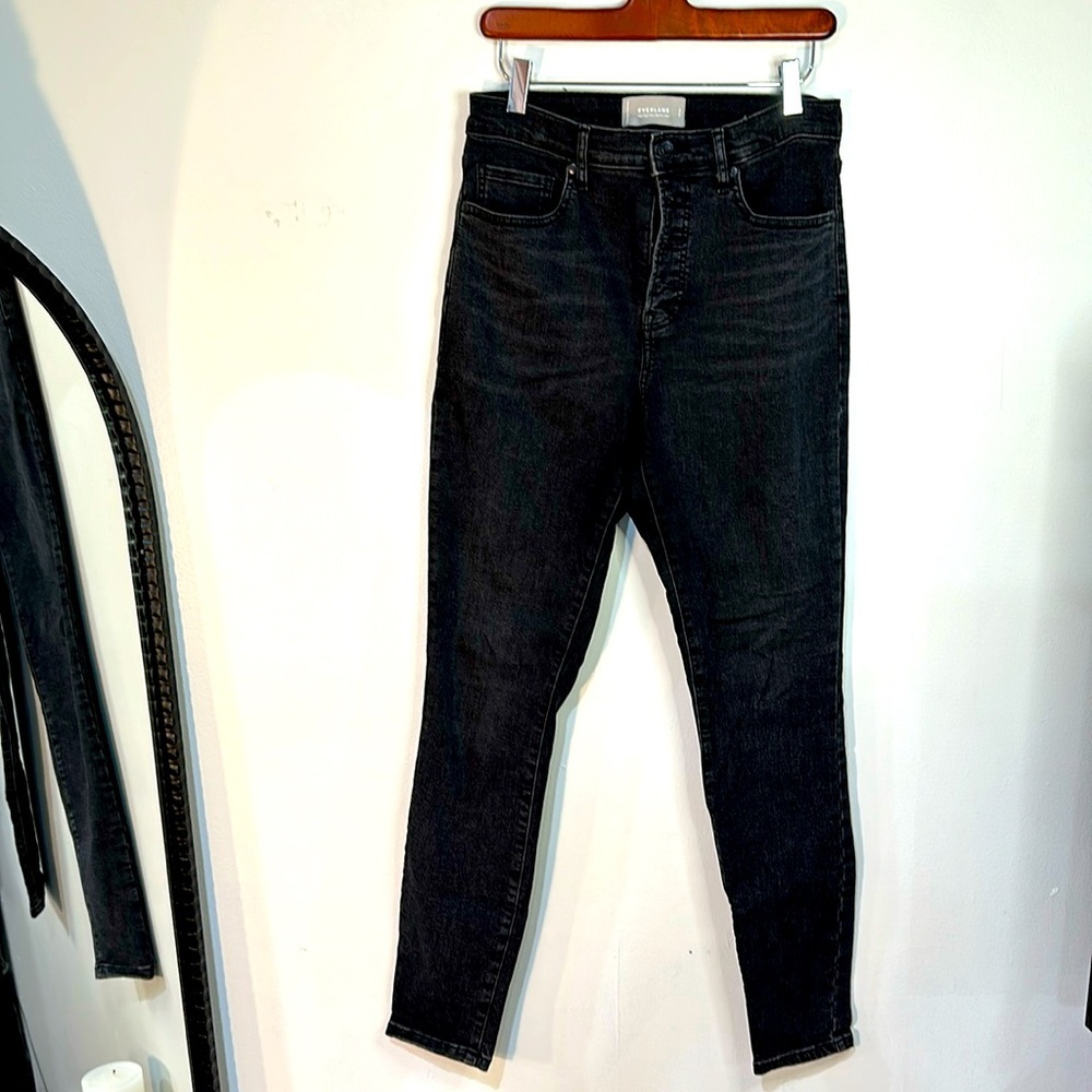 everlane high rise skinny jeans black 29 tall